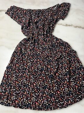 Maurices Black Floral Midi Dress with Multicolor Blossoms